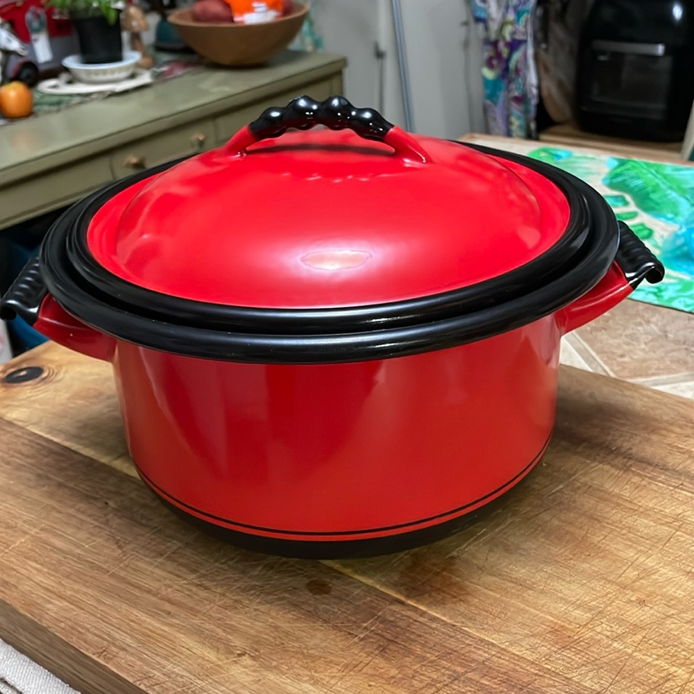 1930’s Kook King Ware Red enameled stock pot vintage